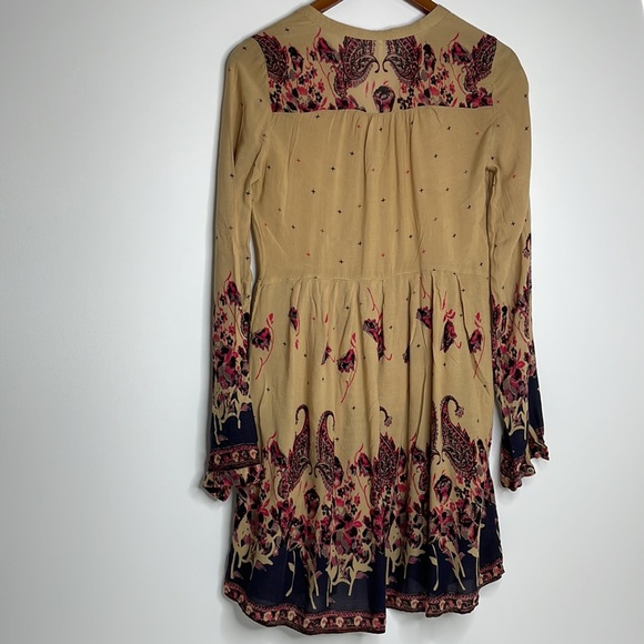Free People Long sleeve floral Boho chic tunic dress size Small - Picture 10 of 14
